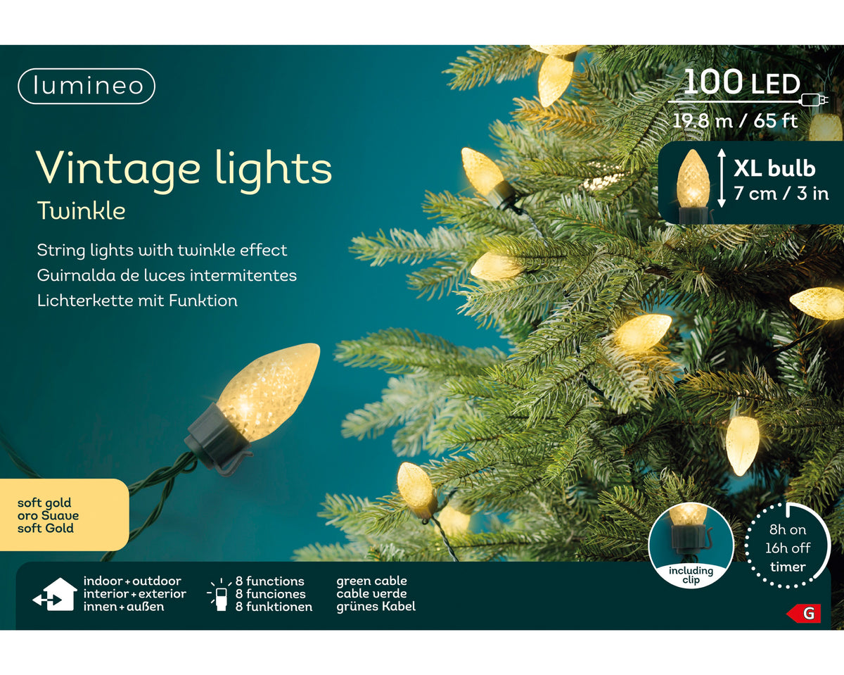 Lumineo Vintage Lights - 100 LED - 1980 cm - 210 cm - Twinkle - foto 6