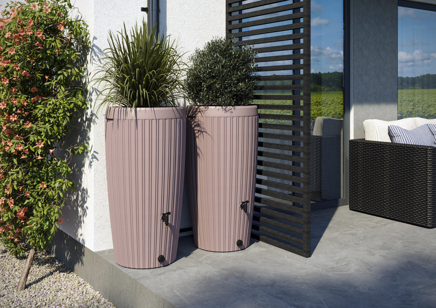 Regenton grijs taupe gestreept 240L -
