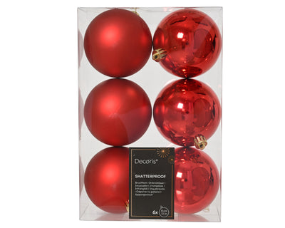 Kerstballen Rood 8 cm – 6 Stuks – Mat & Glanzend