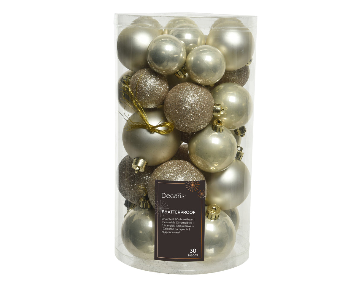Kerstballen Parel Mix – 30 Stuks – 4/5/6 cm