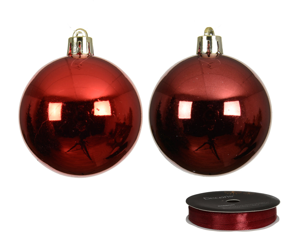 Kerstballen Rood Mix – 34 Stuks – 8 cm – In Koker - foto 2