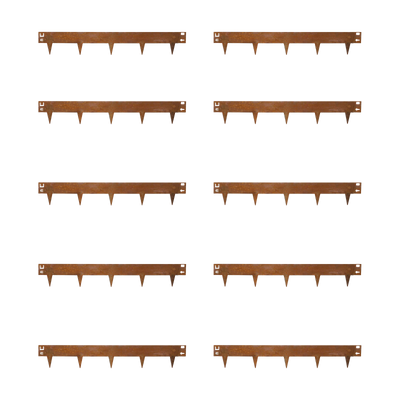 10 bordures de chant en acier Corten - 106 x 16 cm