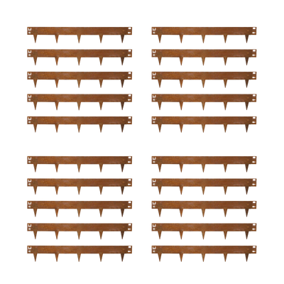 20 bordures en acier Corten - 106 x 16 cm