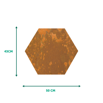 Dalle de marche en acier Corten 6 angles 50x43cm