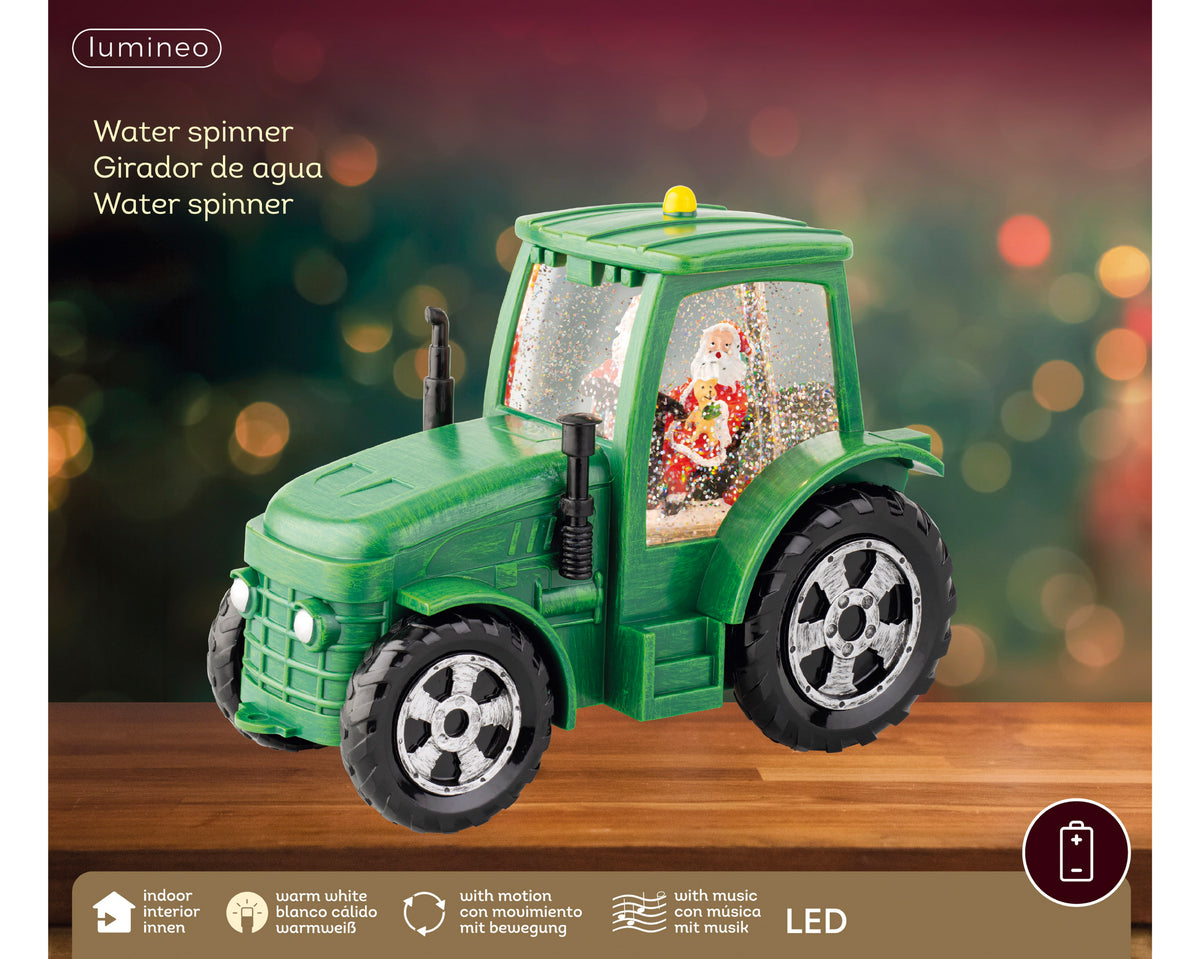 Kerst Waterspinner Tractor – LED & Muziek – 17 cm - foto 4