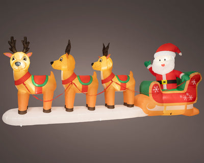 Opblaasbare Kerstman met Rendieren – LED – 355 cm