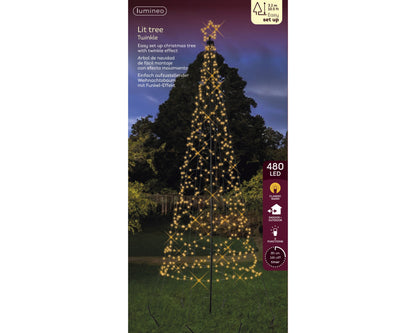 Lumineo Vlaggenmast Kerstboom – 3,2 m – 480 LED –Warm Wit - foto 3