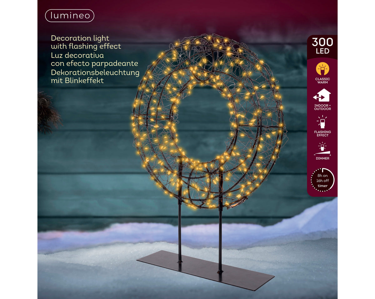 Kerst LED Krans op Standaard – 300 LED – Timer – Ø 38 cm - foto 3