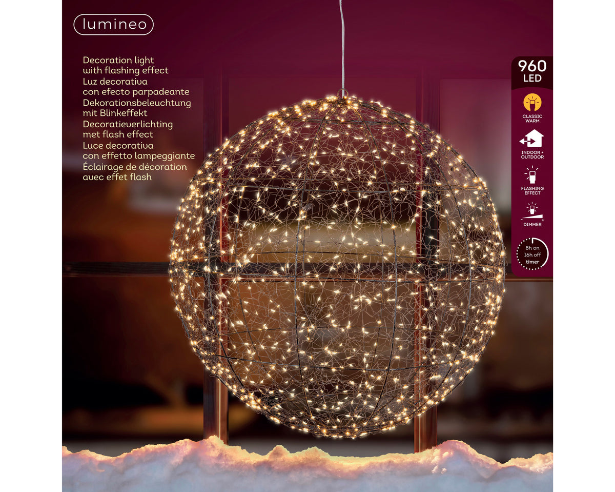 Kerst Lichtbol – 960 LED – Timer – Klassiek Warm – Ø 60 cm - foto 3