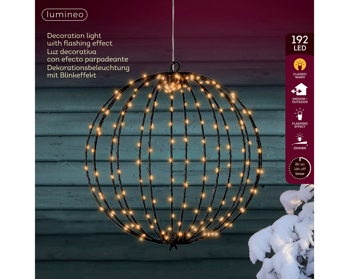 Lumineo LED Lichtbol Ø28 cm – Warm Wit – Timer – 192 LED - foto 3