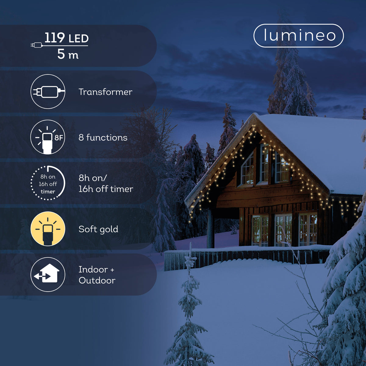 IJspegelverlichting LED Soft Gold - 5 m - 119 LED - 8 functies - foto 4