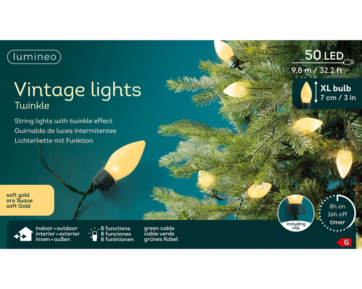 LED Kerstverlichting XL Vintage - 9,8 m - Soft Gold - Twinkle - foto 3
