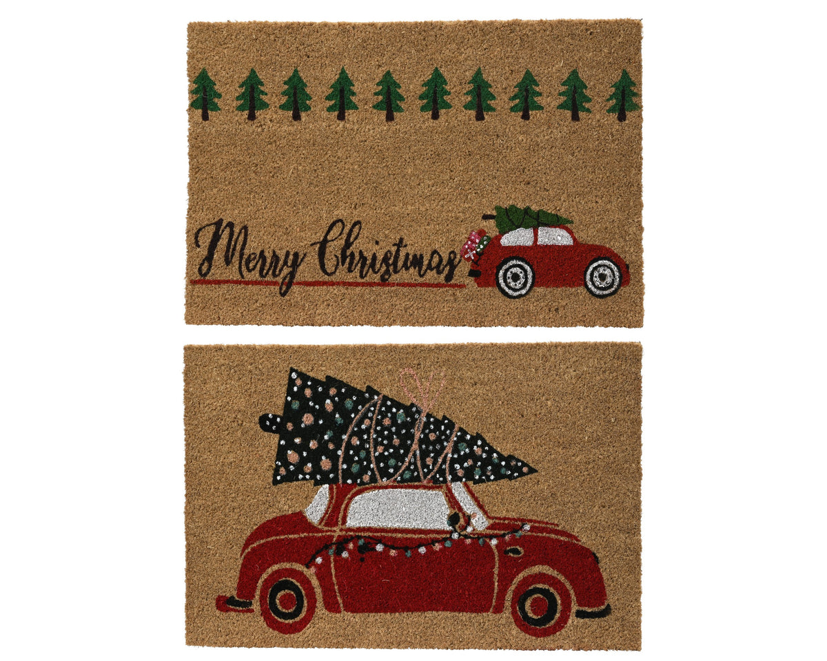 Kerstdeurmat X-Mas Car - 40 x 60 cm - Multicolor