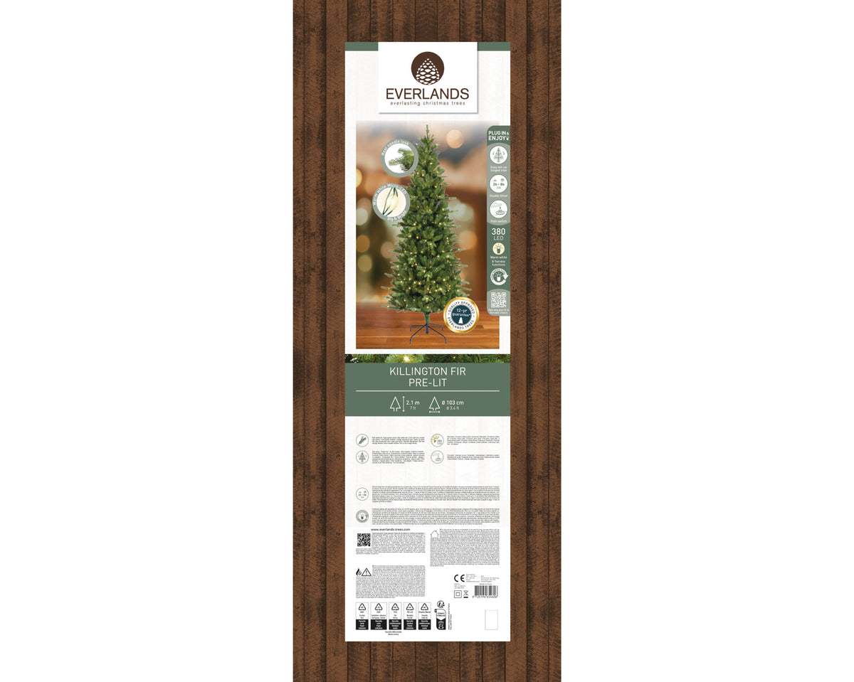Kunstkerstboom Killington Fir - 210 cm - Groen/Wit - 380 LED - foto 2