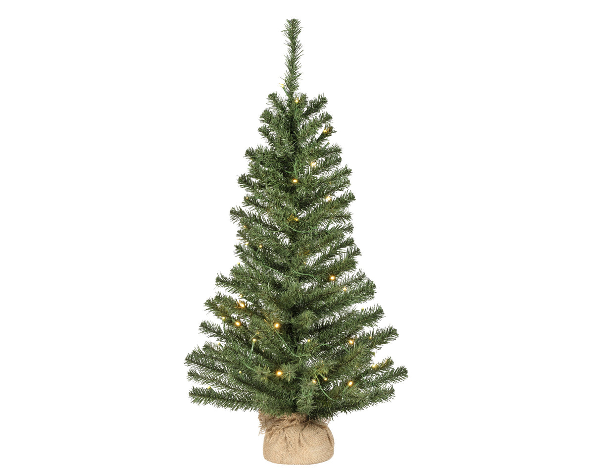 Kunstkerstboom - 90 cm - 50 Micro LED - Jute zak - Batterij