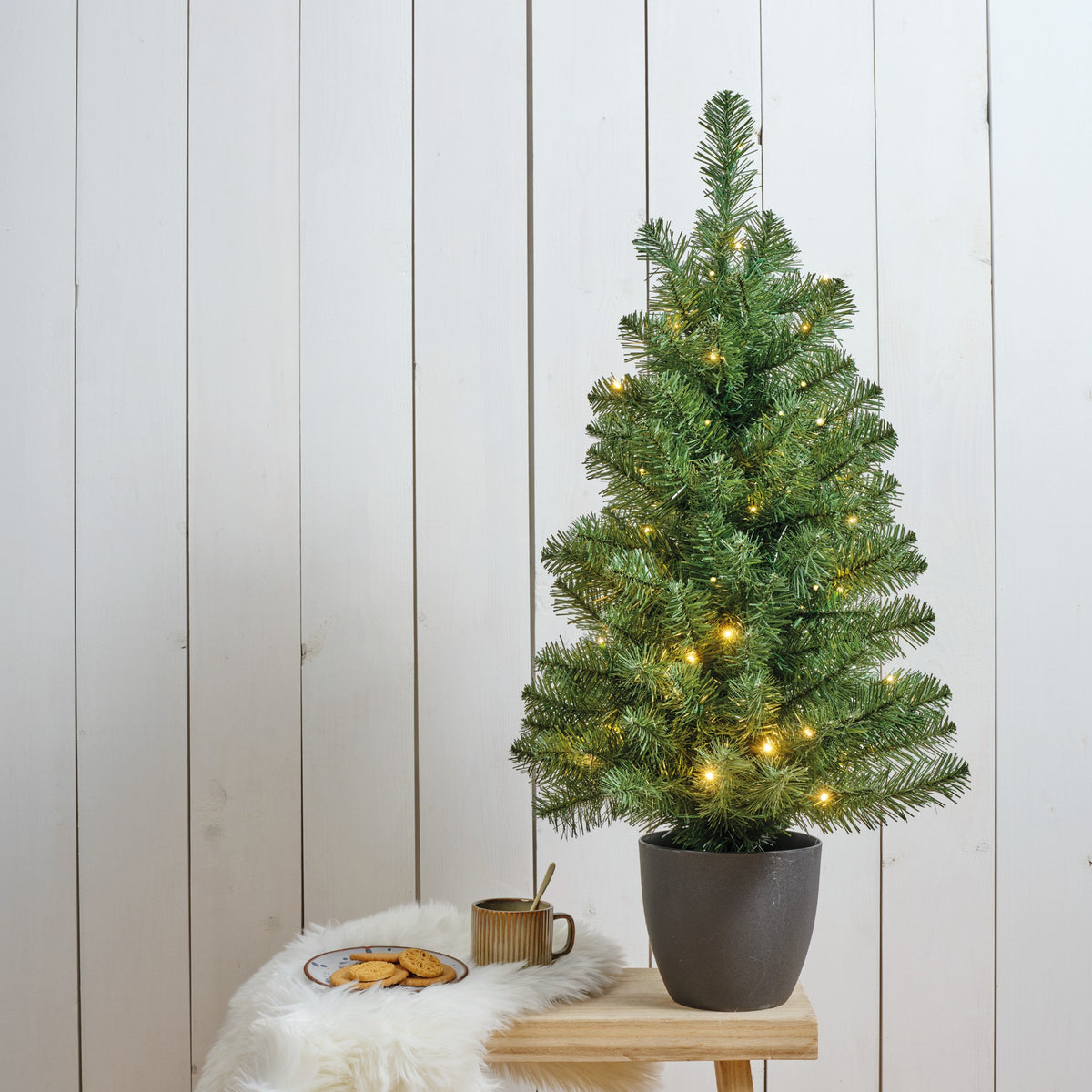 Kunstkerstboom - 90 cm - Verlicht - In pot - foto 4