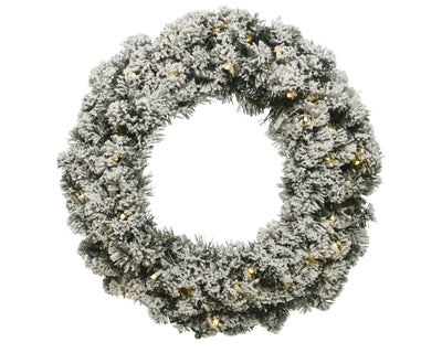 Kerstkrans Everlands - Ø 40 cm - Groen - Besneeuwd - 40 LED