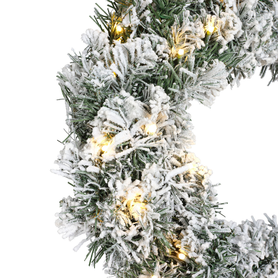 Kerstkrans Everlands - Ø 40 cm - Groen - Besneeuwd - 40 LED - foto 2