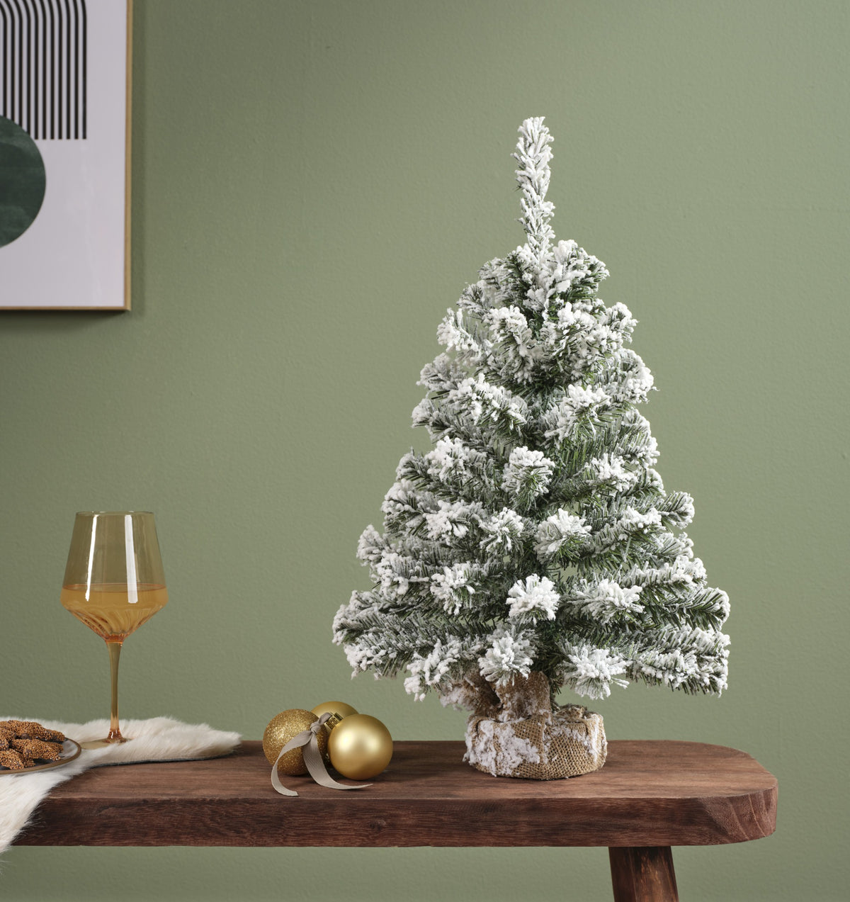 Mini Kunstkerstboom - H 90 cm - Ø 46 cm - Besneeuwd - foto 2