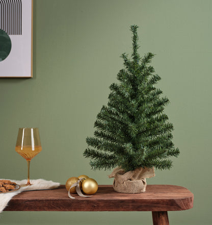 Mini Kunstkerstboom - H 60 cm - Groen - Jute Zak - foto 3