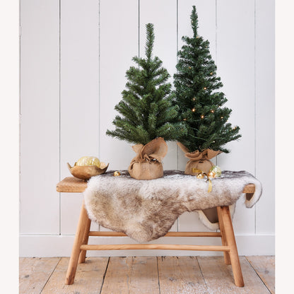 Mini Kunstkerstboom - H 75 cm - Groen - Jute Zak - foto 2