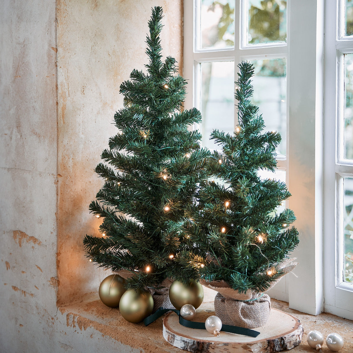 Mini Kunstkerstboom - H 75 cm - Groen - Jute Zak - foto 3