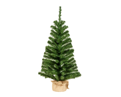 Mini Kunstkerstboom - H 90 cm - Groen - Jute Zak
