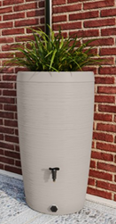 Récupérateur d'eau de pluie 240 L, structure en bois taupe ondulé