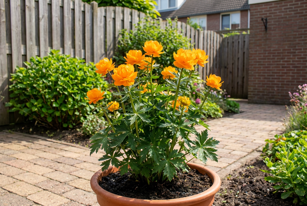 Fleur globuleuse (Trollius chinensis 'Golden Queen')