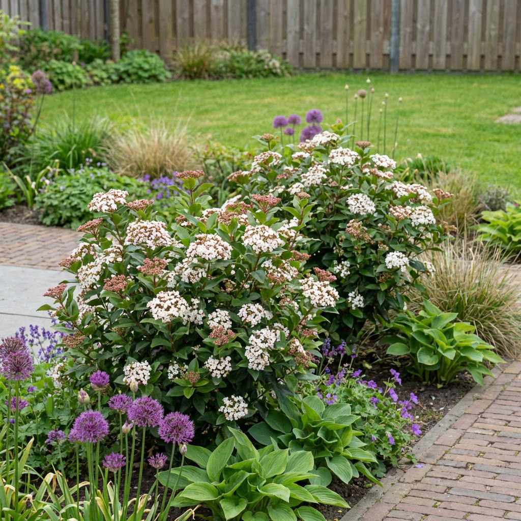 Boule de neige (Viburnum tinus Lisarose)