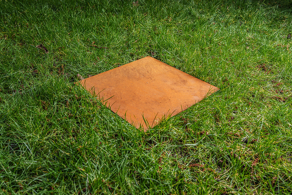 Cortenstaal staptegel 50x50cm - borderranden