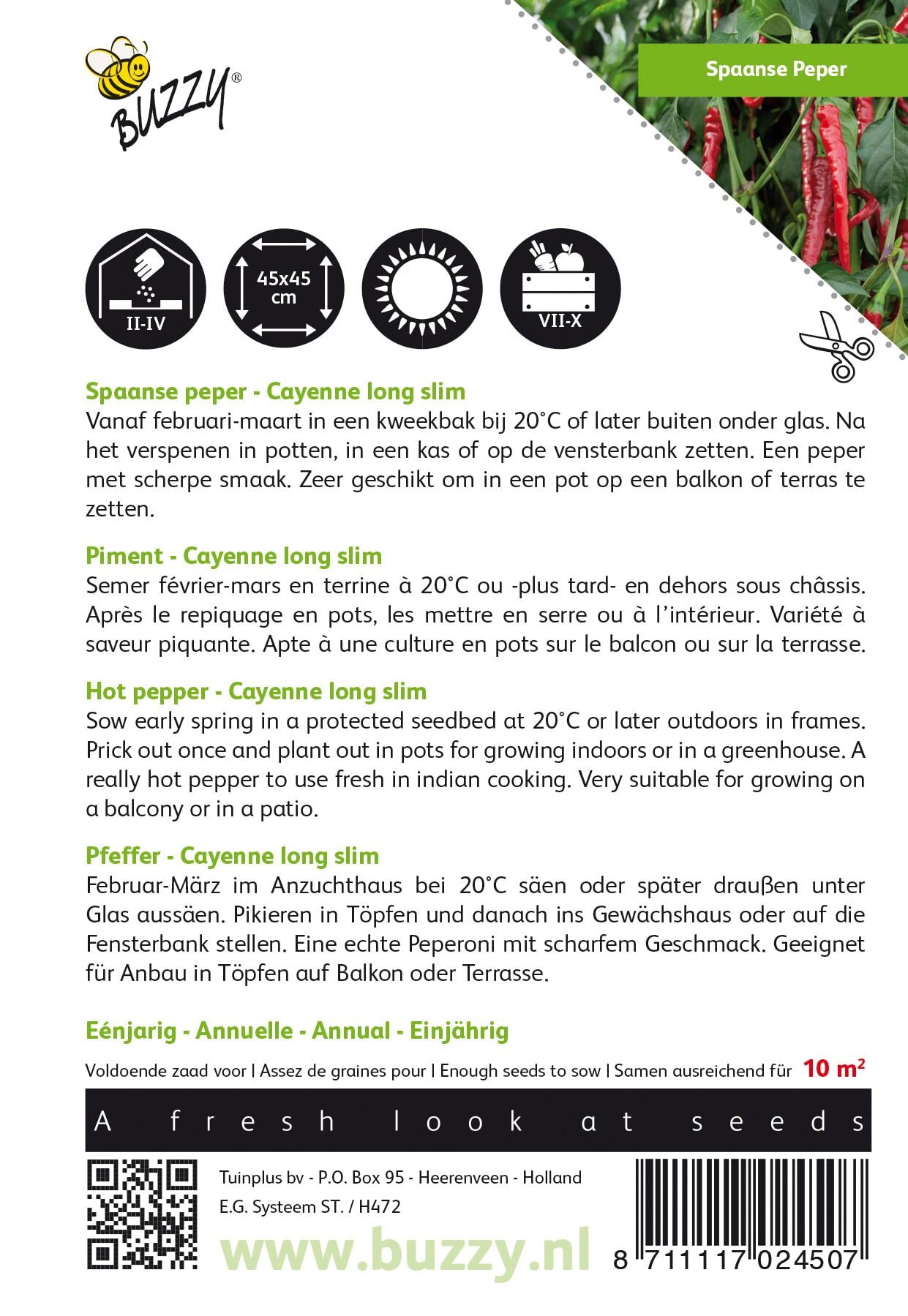 Spaanse Peper Cayenne long slim - Zaden