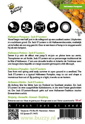 Pompoenen Jack O'Lantern (Cucub.Pepo) - Zaden