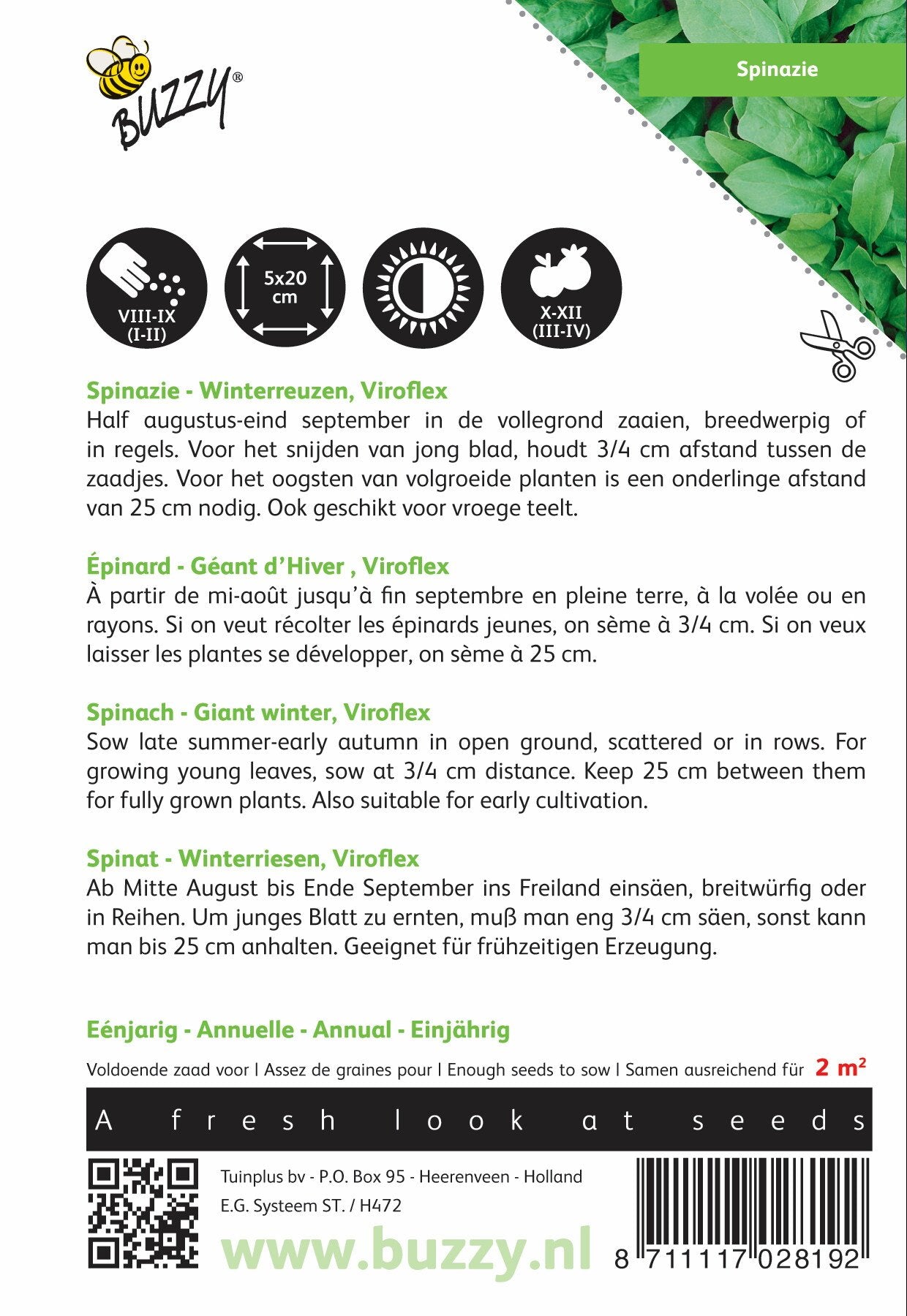 Spinazie Winterreuzen, 25g - Zaden