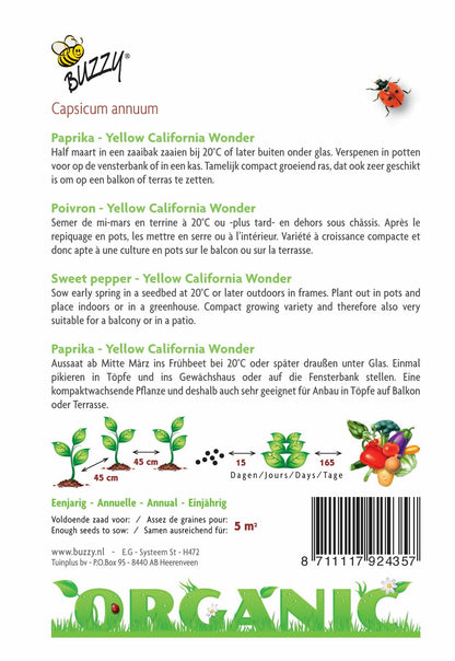 Paprika Yellow California Wonder (BIO) - Zaden